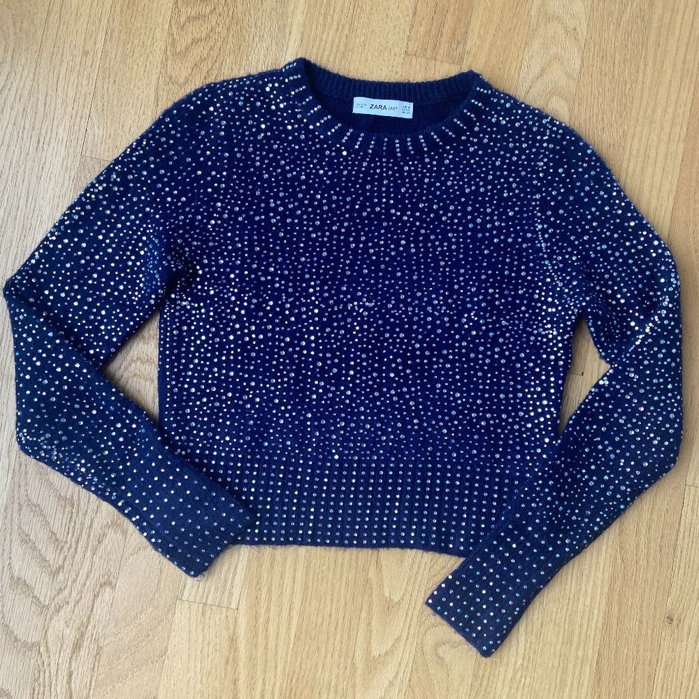 Rhinestone Embellished Sweater ZARA